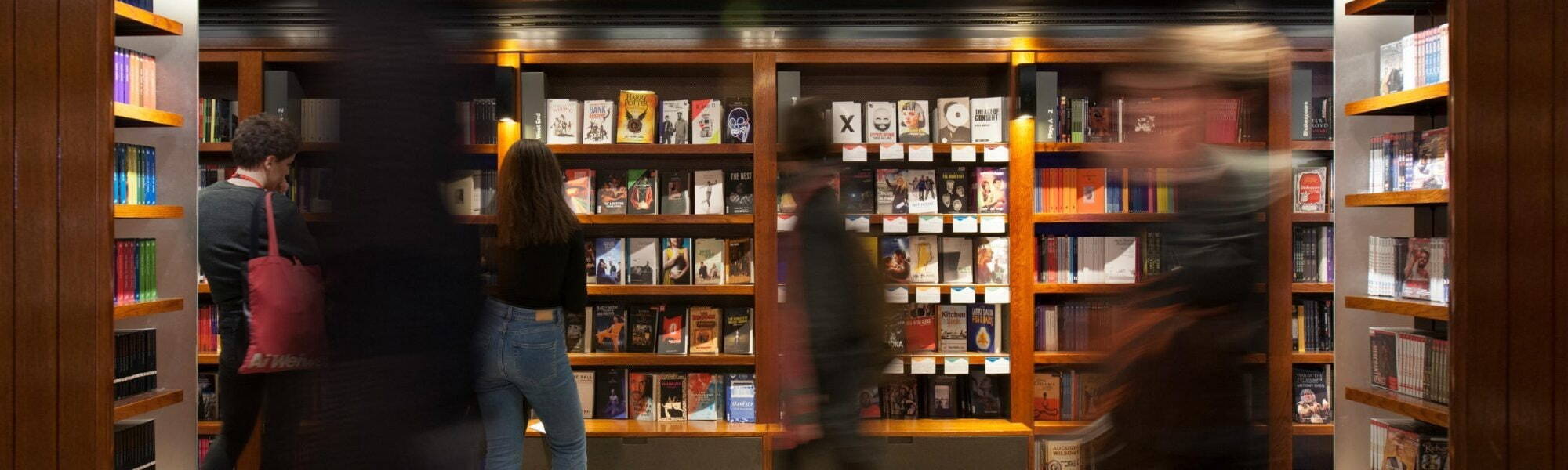 National Theatre Bookshop interior with shelves and people